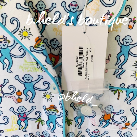 Roller Rabbit Palm Beach Monkey Polo Pajamas in Multi Monkey Size XXS New NWT - Picture 6 of 17
